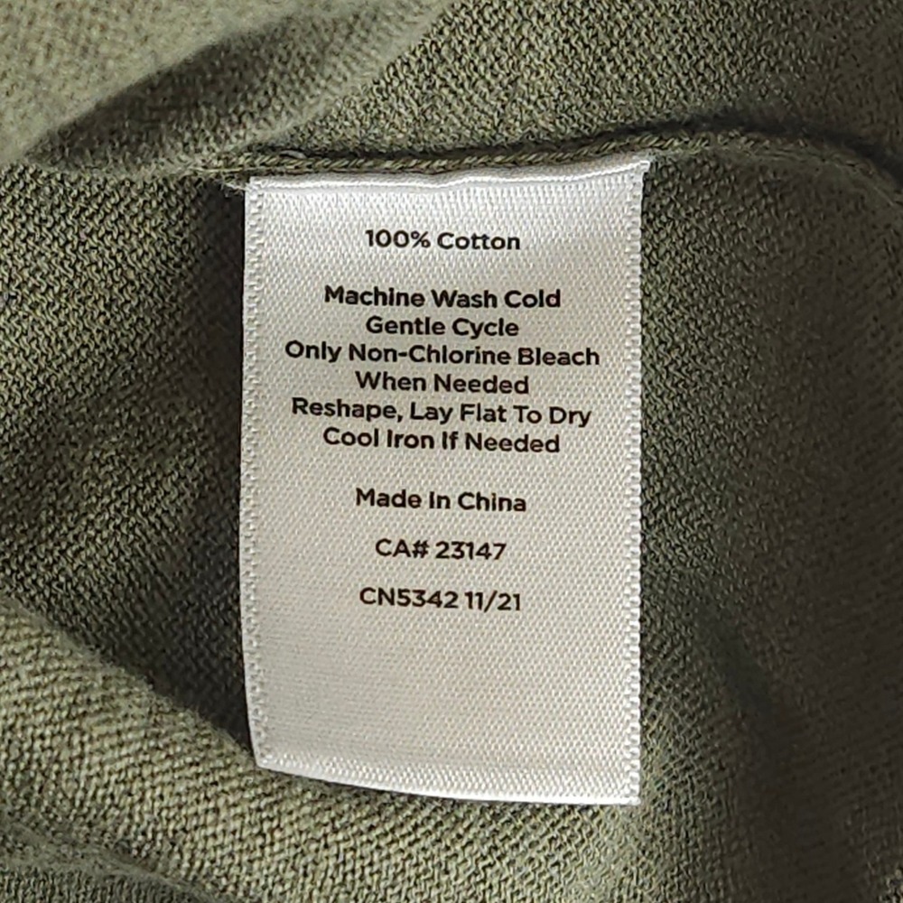 Talbots‎ Olive Green Cotton V Neck 3/4 Sleeve Sweater Women's XL - Picture 3 of 7